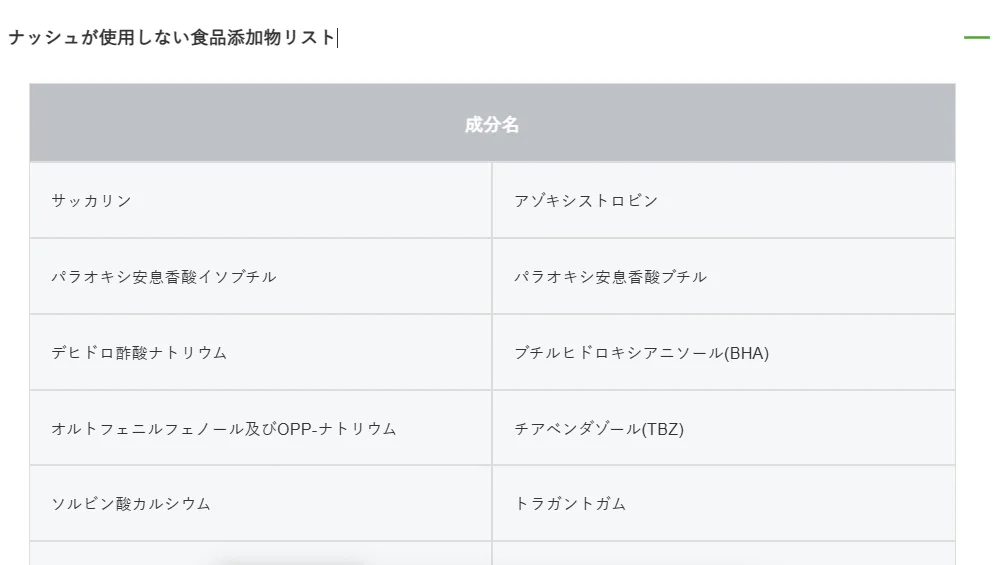 ナッシュ 添加物